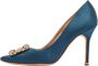 Manolo Blahnik Pre-owned Satin heels Blue Dames - Thumbnail 1