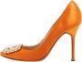 Manolo Blahnik Pre-owned Satin heels Orange Dames - Thumbnail 1