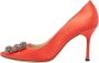 Manolo Blahnik Pre-owned Satin heels Red Dames - Thumbnail 1