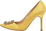 Manolo Blahnik Pre-owned Satin heels Yellow Dames - Thumbnail 1