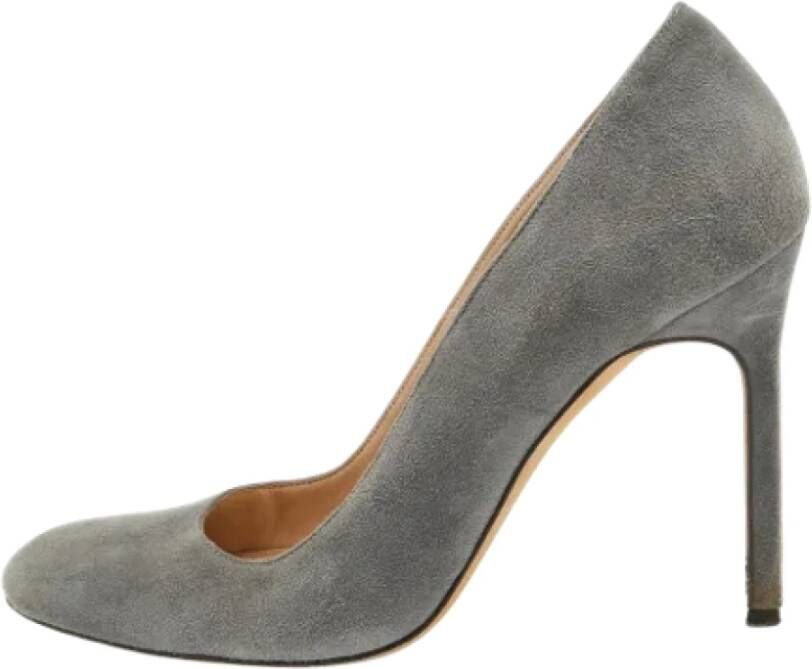 Manolo Blahnik Pre-owned Suede heels Gray Dames