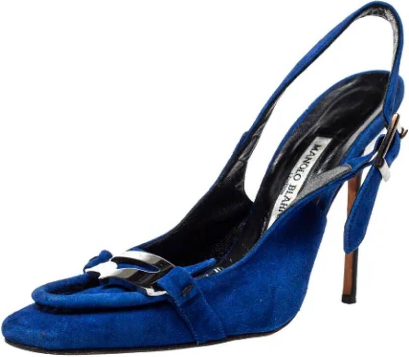 Manolo Blahnik Pre-owned Suede sandals Blue Dames