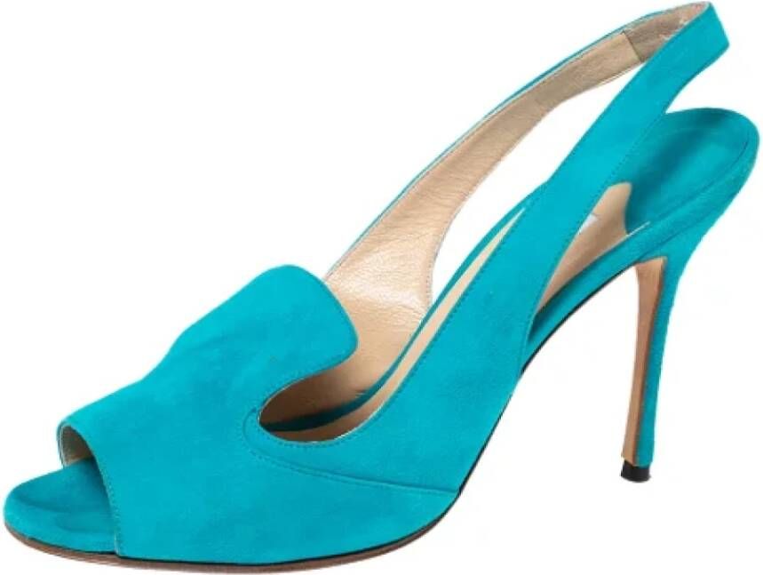 Manolo Blahnik Pre-owned Suede sandals Blue Dames