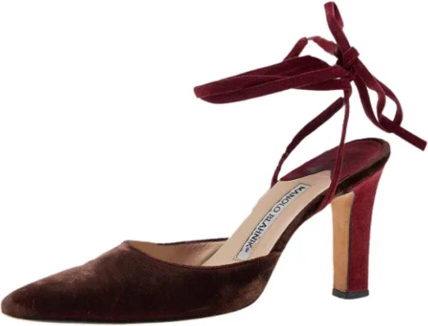 Manolo Blahnik Pre-owned Velvet sandals Red Dames
