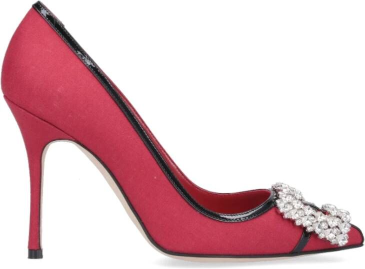 Manolo Blahnik Rode Tuberian hakken met kristallen gesp Red Dames