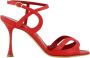 olo Blahnik Rode Leren Enkelband Sandalen - Thumbnail 1