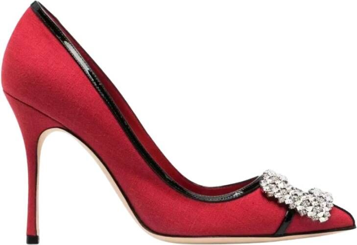 Manolo Blahnik Rode Leren Pumps met Patentdetail Red Dames
