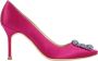 olo Blahnik Roze Kristal Gesp Puntige Neus Pumps - Thumbnail 1