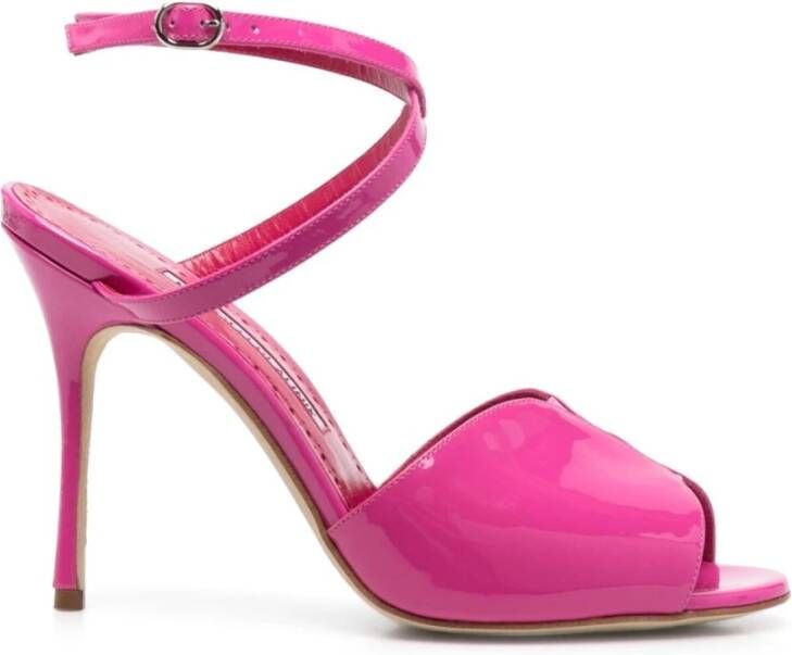 Manolo Blahnik Roze Lakleren Sandalen Pink Dames