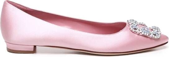 Manolo Blahnik Roze platte schoenen met juweelgesp Pink Dames