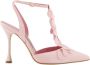 olo Blahnik Roze Suède Enkelband Pumps - Thumbnail 1
