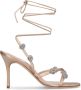 Manolo Blahnik Beige Zijden Sandalen met Kristallen Versiering Beige Dames - Thumbnail 4
