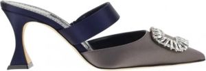 Manolo Blahnik Scapetamu 70 Silk Mules Grijs Dames