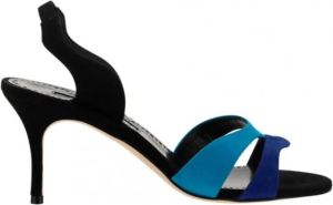 Manolo Blahnik Suspiro 70 suede sandalen Blauw Dames