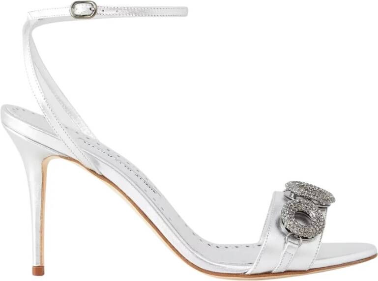 olo Blahnik Zilveren Kristal A del Teen Stiletto Sandalen