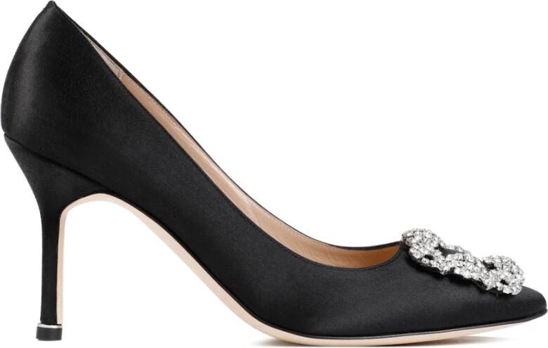 Manolo Blahnik Zwarte Kristal Gesp Pumps Black Dames