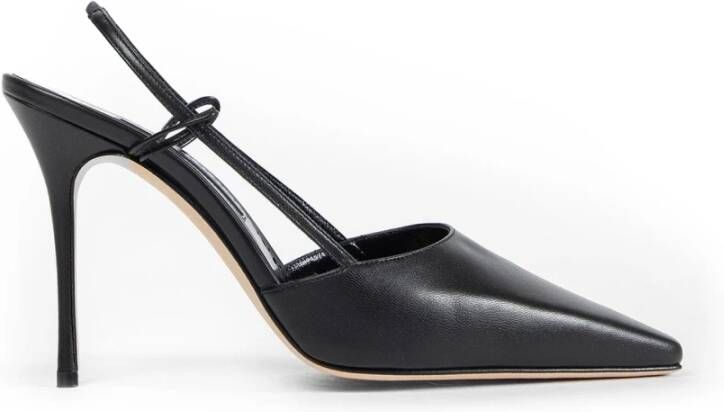 olo Blahnik Zwarte leren slingback stiletto hakken