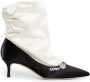 Manolo Blahnik Zwarte Satijnen Juweel Garneer Kitten Hak Black Dames - Thumbnail 1