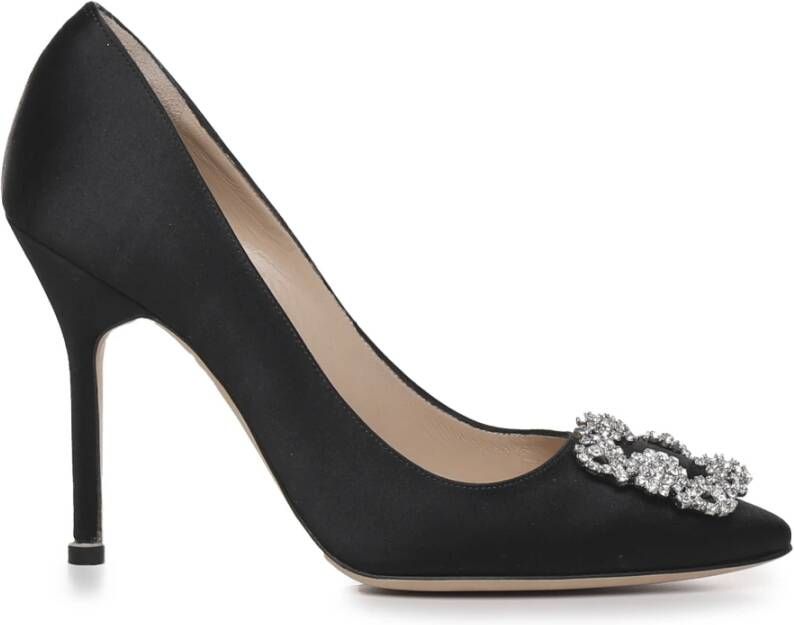 Manolo Blahnik Zwarte Schoenen met Hak en Amandelvormige Neus Black Dames