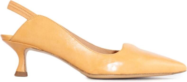 Mara Bini Bruin leren slingback sandalen puntig ontwerp