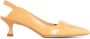 Mara Bini Bruin leren slingback sandalen puntig ontwerp - Thumbnail 1