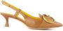 Mara Bini Bruine leren slingback sandalen met goudkleurige gesp Brown Dames - Thumbnail 1
