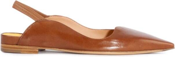 Mara Bini Bruine leren slingback sandalen puntig ontwerp