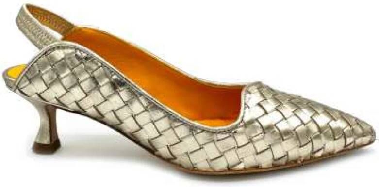 Mara Bini Geweven leren slingback sandalen