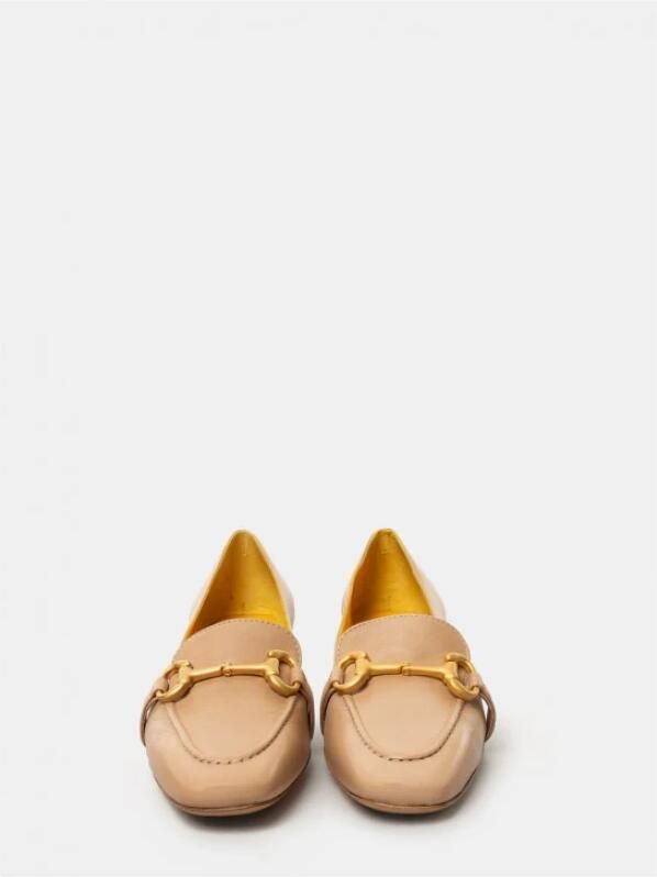 Mara Bini Peach Nappa Leather Loafers met Gesp