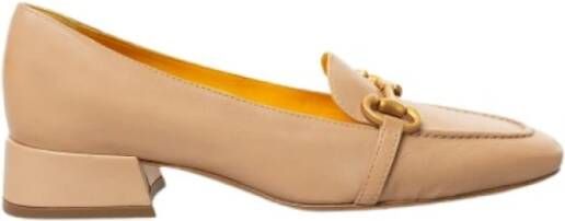 Mara Bini Peach Nappa Leather Loafers met Gesp