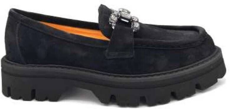 Mara Bini Suède Loafer met Steendetail Black Dames