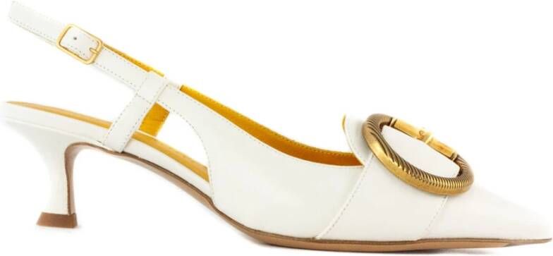 Mara Bini Witte leren slingback sandalen puntig ontwerp White Dames