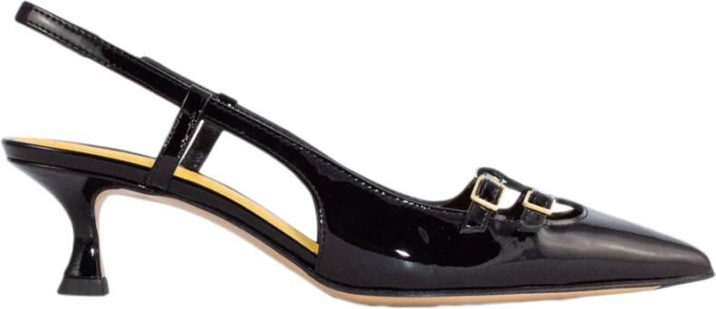 Mara Bini Zwarte Lakleren Slingback Sandalen