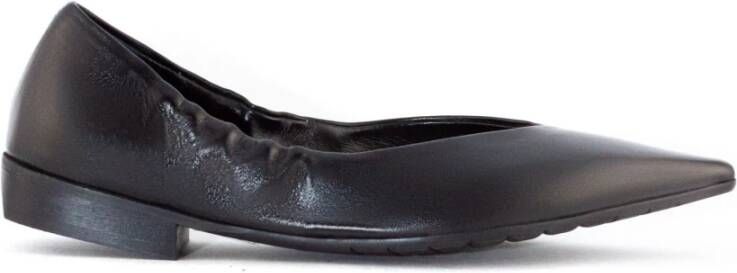 Mara Bini Zwarte Leren Ballerina Schoenen Puntige Neus