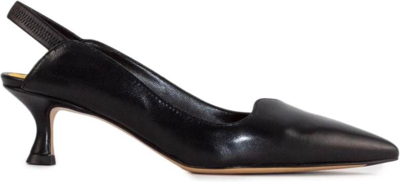 Mara Bini Zwarte leren slingback sandalen puntig ontwerp