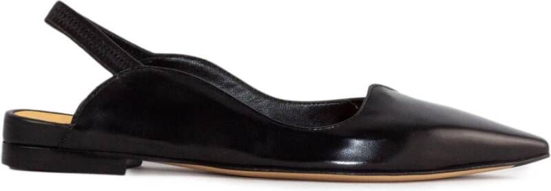 Mara Bini Zwarte leren slingback sandalen puntig ontwerp