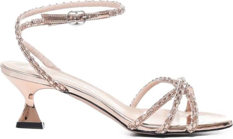 Marc Ellis Gouden Rhinestone Enkelband Sandalen Beige Dames