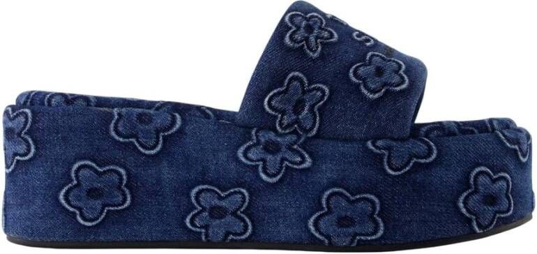 Marc Jacobs Blauwe Katoenen Plateau Sandalen