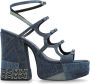 Marc Jacobs Blauwe katoenen hoge hak sandalen - Thumbnail 2