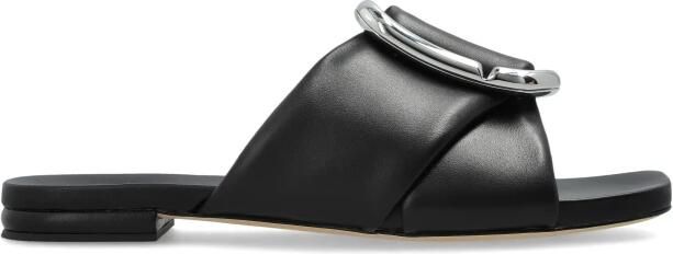 Marc Jacobs Leren slippers met applicatie - Foto 8