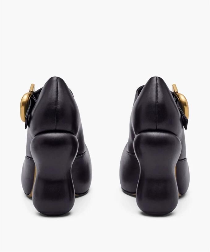 Marc Jacobs Zwarte Gesp Ronde Neus Gebeeldhouwde Hakken - Foto 2