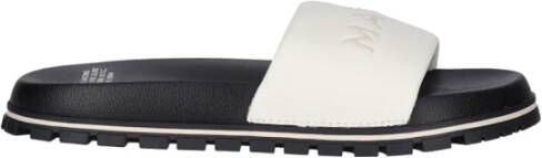 Marc Jacobs The Leather Slide slippers met logo-reliëf Wit