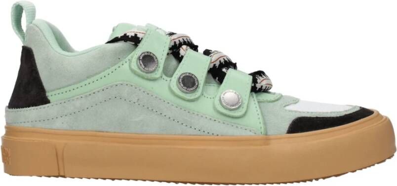 Marcelo Burlon Groene Leren Sneakers Sporty Glam