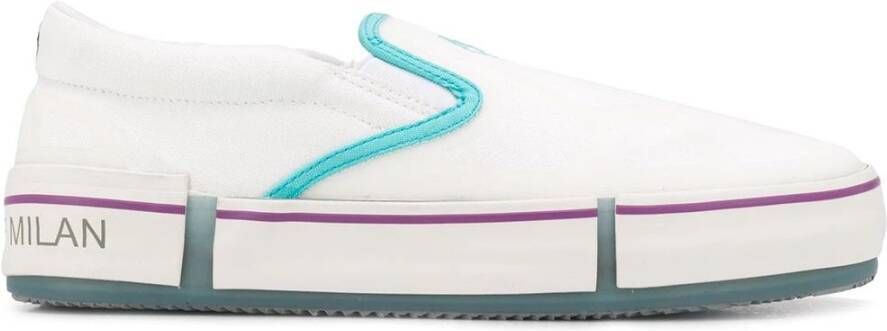 Marcelo Burlon Witte Turquoise Cross Vulcanized Slip-On Sneakers Wit Dames