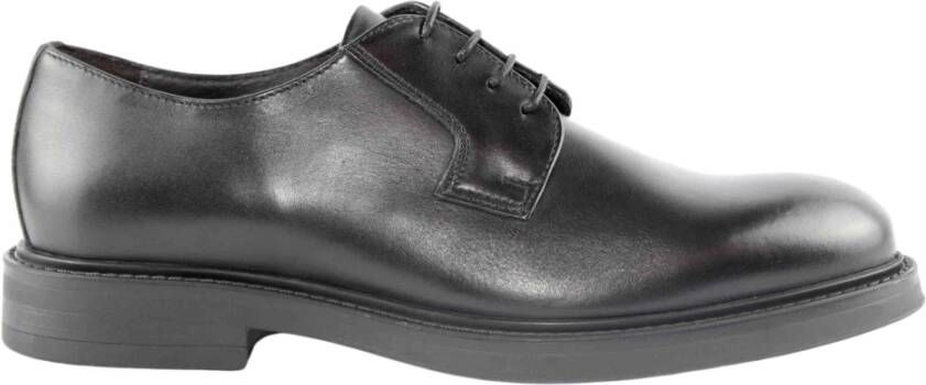 Marco Ferretti Zwarte Leren Derby Schoenen Black Heren