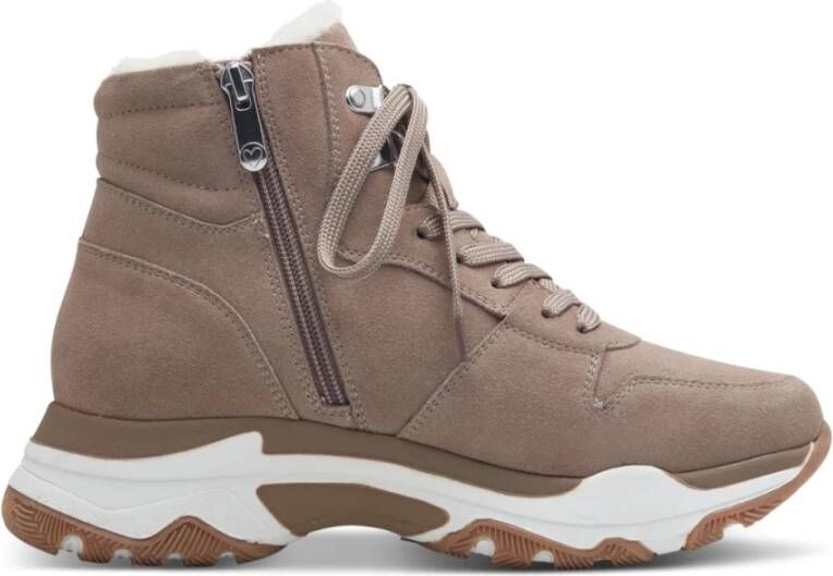 Marco Tozzi Beige Leren Enkellaarzen