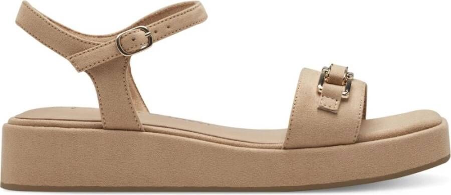 Marco tozzi Beige Platte Sandalen voor Vrouwen Beige Dames