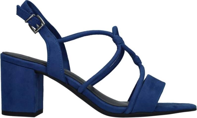 marco tozzi Blauwe Sandalette van Suède met Unieke Bandjes Blue Dames