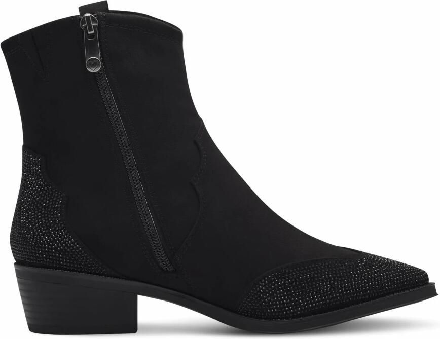 Marco Tozzi Cowboylaarsjes blokhak cowboy enkellaars laarzen fonkelende glittersteentjes