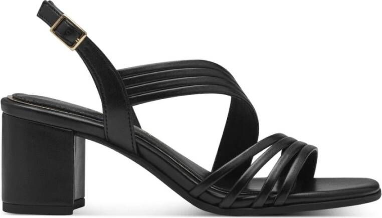 Marco tozzi Zwarte platte sandalen met hoge hakken Black Dames